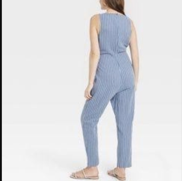 The Nines By Hatch Maternity Jumpsuit Blue Linen Cotton Blend XXL - Picture 5 of 7